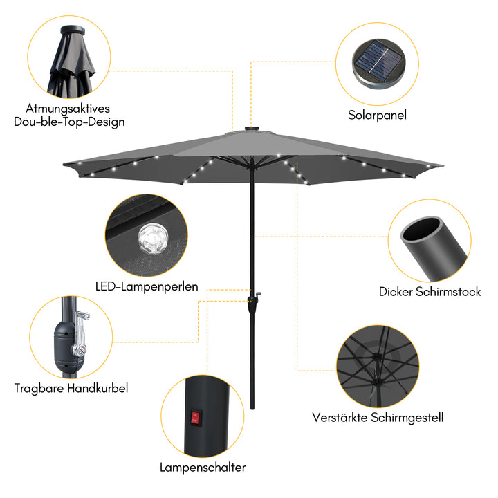 Sonnewelt Parasol 3.5m with LED Solar Garden