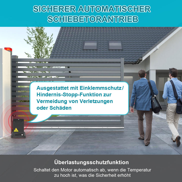 Sonnewelt Schiebetorantrieb 370w Antrieb bis 800 kg mit 2 fernbedienung Schwarz