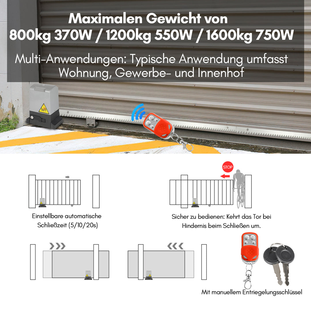 Sonnewelt sliding gate drive garage door opener 370W/550W/750W