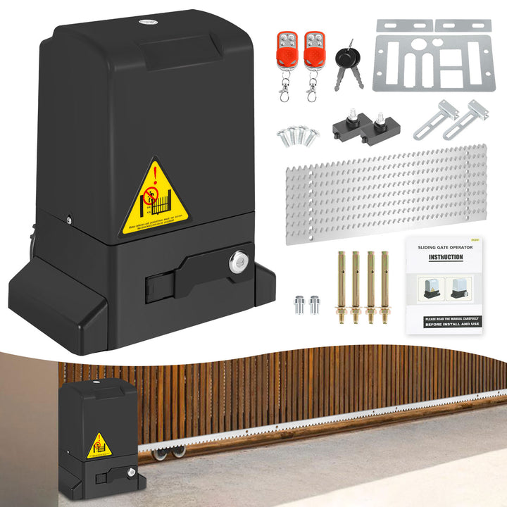Sonnewelt Schiebetorantrieb 370w Antrieb bis 800 kg mit 2 fernbedienung Schwarz
