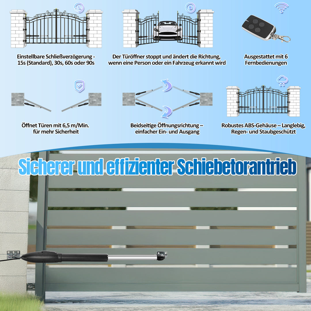 Sonnewelt Automatischer Flügeltorantrieb Doppelflügeltorantrieb 600kg