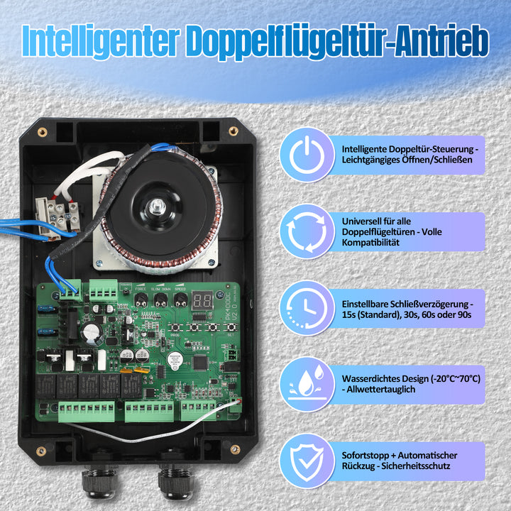 Sonnewelt Automatischer Flügeltorantrieb Doppelflügeltorantrieb 600kg