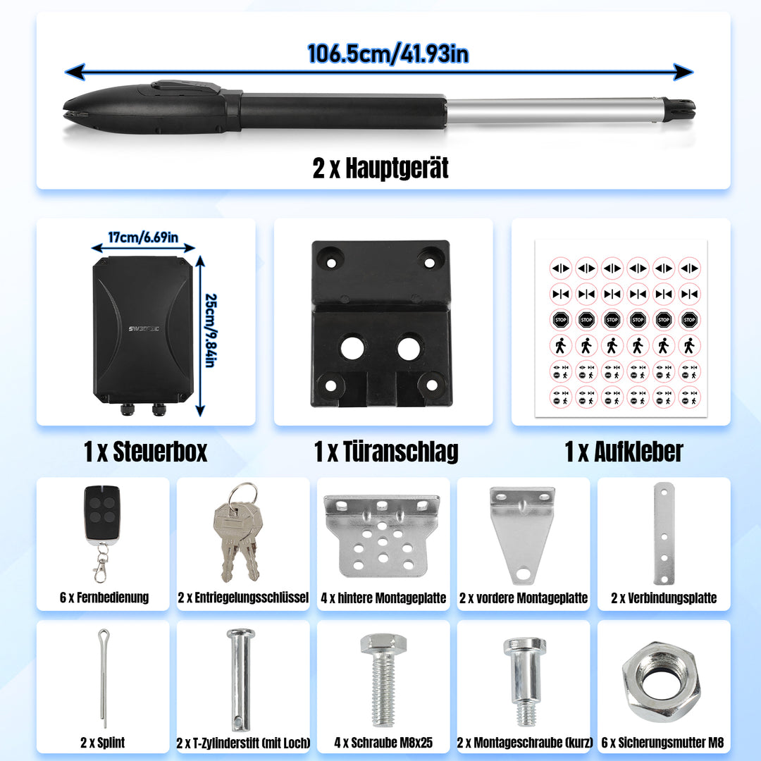 Sonnewelt Automatischer Flügeltorantrieb Doppelflügeltorantrieb 600kg