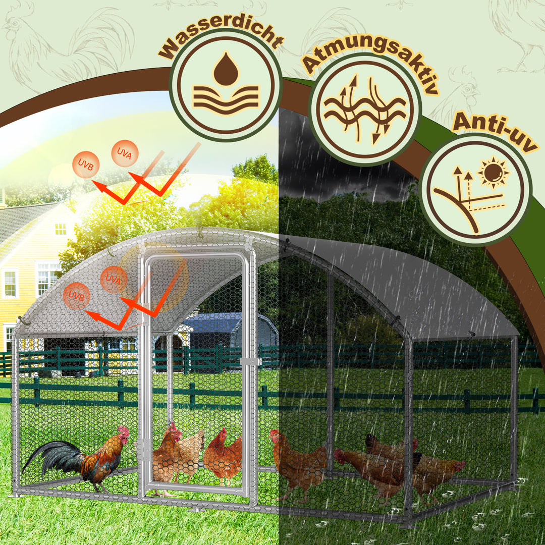 Sonnewelt chicken coop free-range enclosure dome roof galvanized steel 3x2x2m