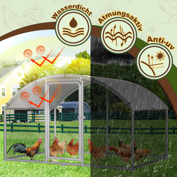 Sonnewelt chicken coop free-range enclosure dome roof galvanized steel 3x2x2m