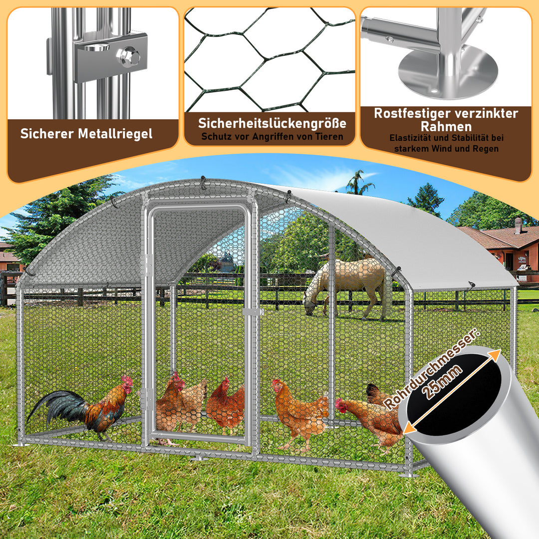 Sonnewelt chicken coop free-range enclosure dome roof galvanized steel 3x2x2m