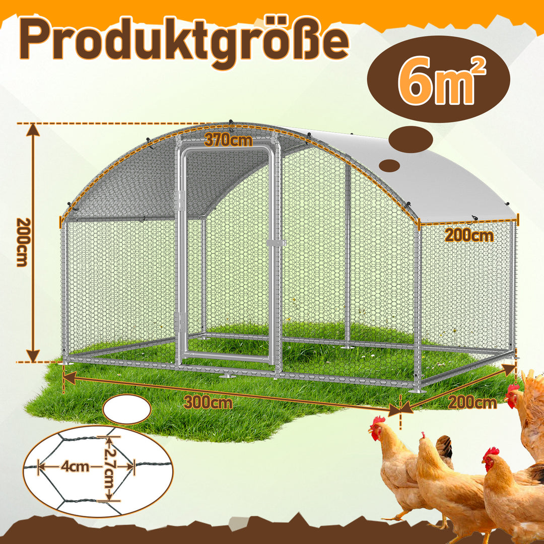 Sonnewelt chicken coop free-range enclosure dome roof galvanized steel 3x2x2m