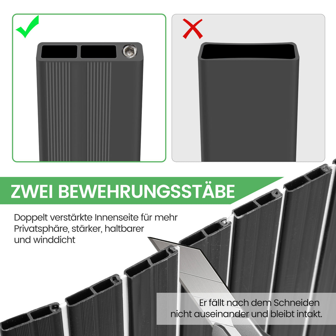 Sonnewelt PVC Sichtschutzmatte Balkon Sichtschutz Doppelte Verstärkung