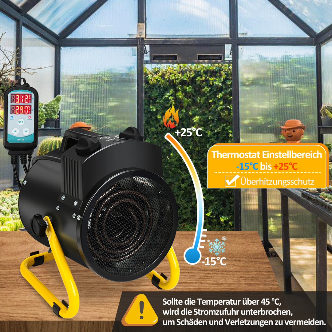 Sonnewelt 2000W Frostwächter mit Thermostat Gewächshaus IPX4