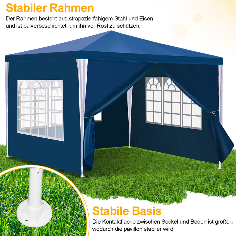 Sonnewelt Pavillon 3x3m Partyzelt Wasserdicht mit Seitenteilen