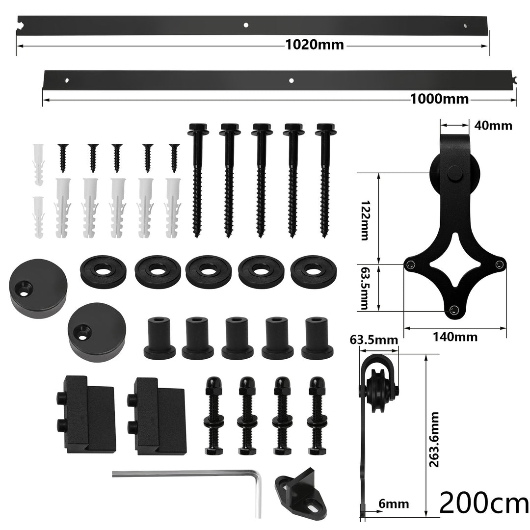 Sonnewelt Schiebetürbeschlag Set Schiebetürsystem 152cm/183cm/200cm/244cm/363cm