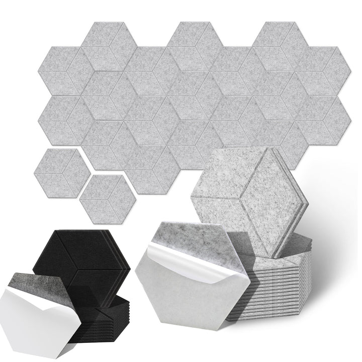 Sonnewelt Akustikplatten Wandpaneele Selbstklebend 12/18 Stück Hexagonal Kerben