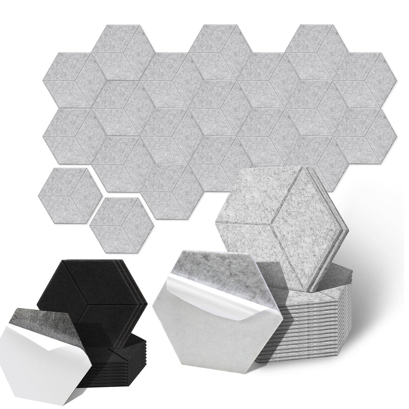 Sonnewelt Akustikplatten Wandpaneele Selbstklebend 12/18 Stück Hexagonal Kerben