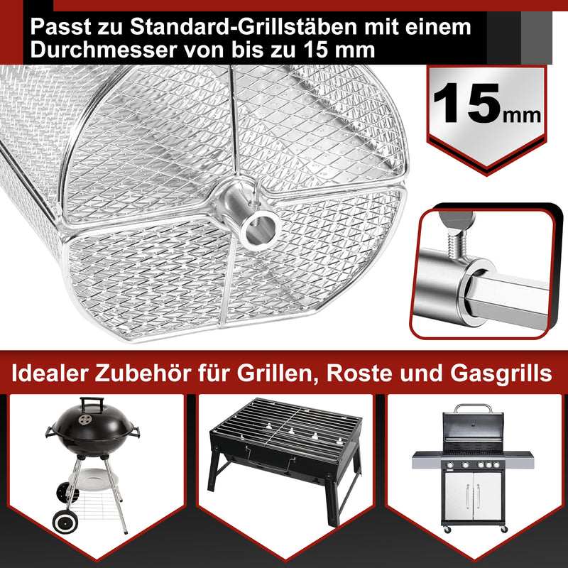 Sonnewelt Grillkorb Grillkorb Edelstahl für Drehspieß