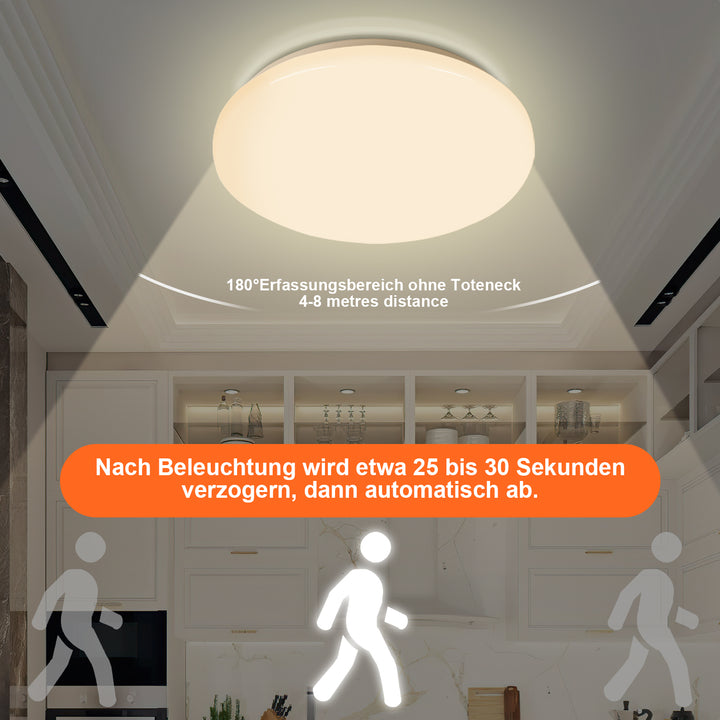 Sonnewelt LED Deckenlampe mit Bewegungsmelder 12W Warmweiß