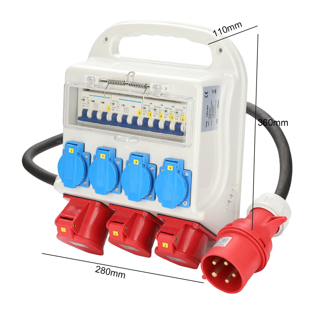 Sonnewelt power distributor 2 x CEE 16A 400V + 1 x CEE 32A 400V + 4 x 230V 5-pin