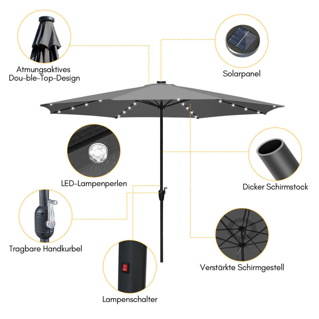 Sonnewelt Parasol 3.5m with LED Solar Garden
