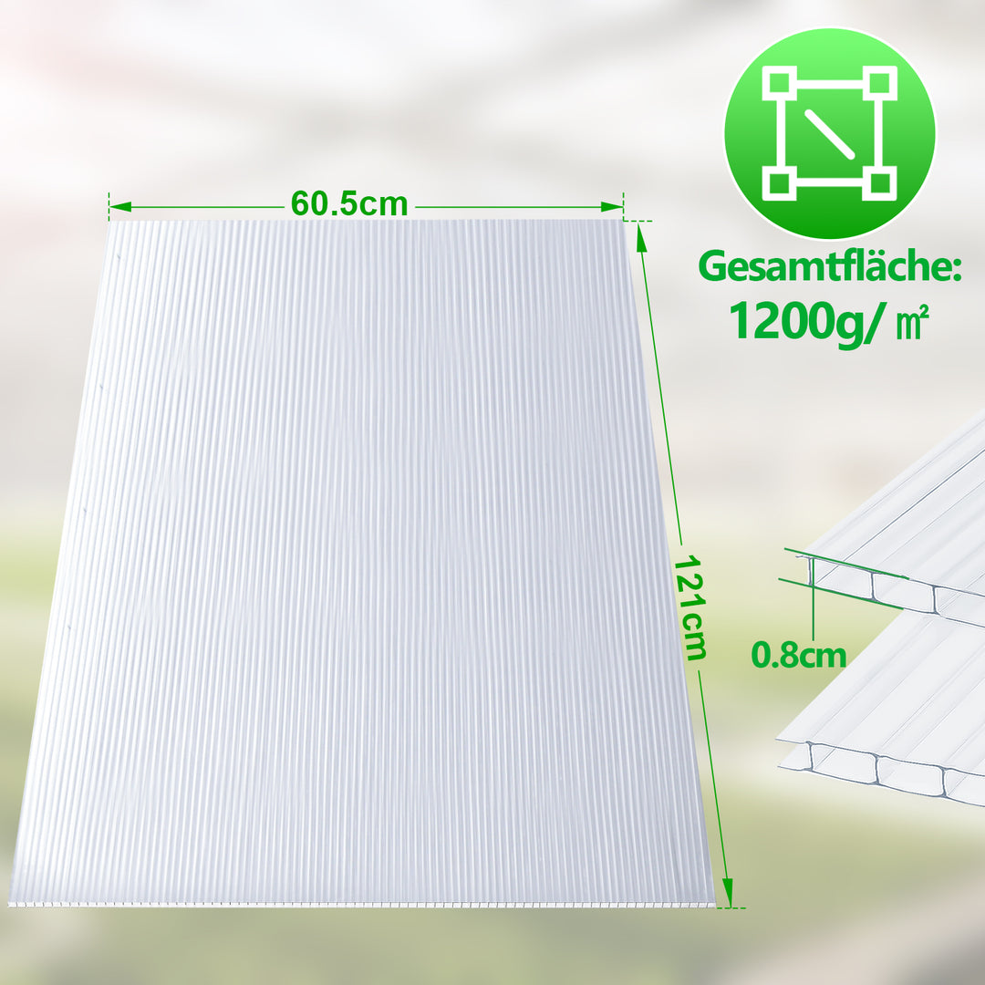 Sonnewelt polycarbonate hollow chamber sheets 8mm 5 pieces for greenhouse