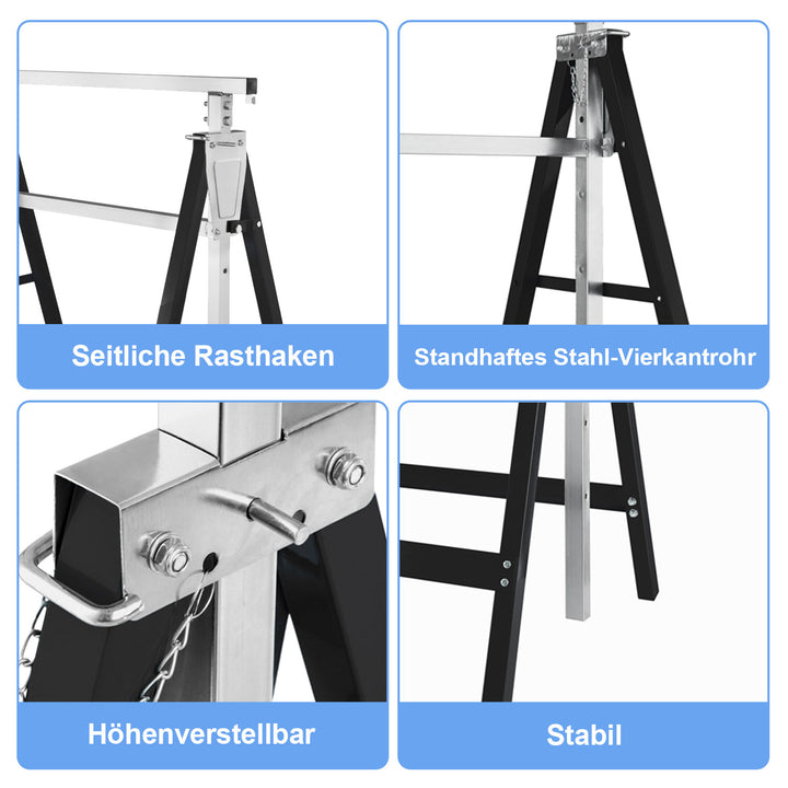 Sonnewelt 2x scaffolding trestle folding trestle 7-way height adjustable