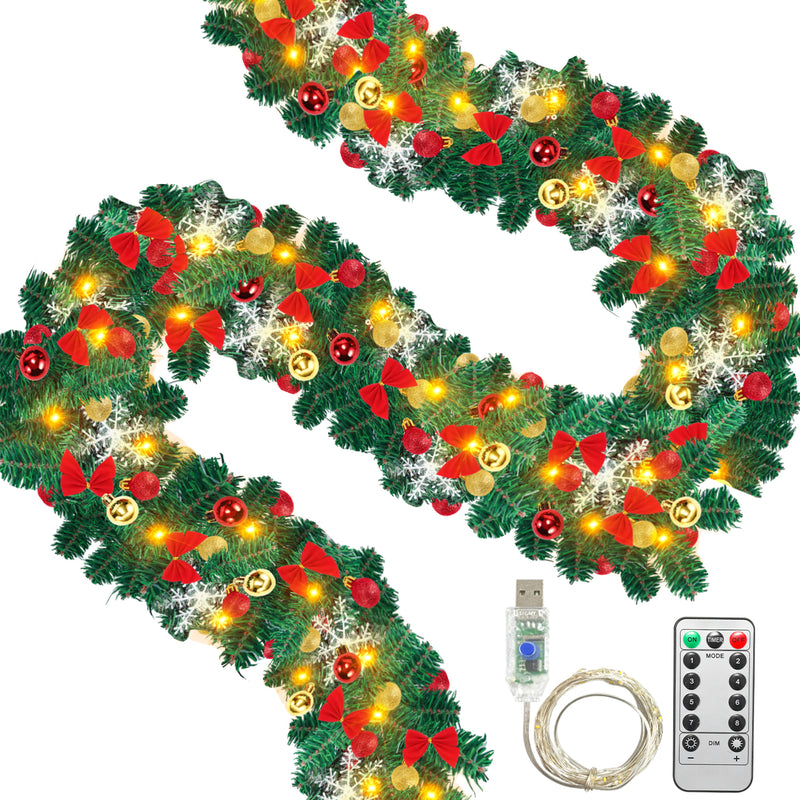 Sonnewelt Weihnachtsgirlande 100 LEDs mit Deko und Fernbedienung 5m