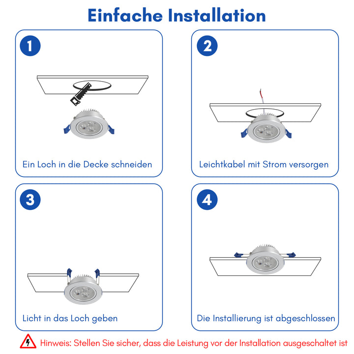 Sonnewelt LED Einbaustrahler 20x 3W Kaltweiß/Warmweiß Extra flach