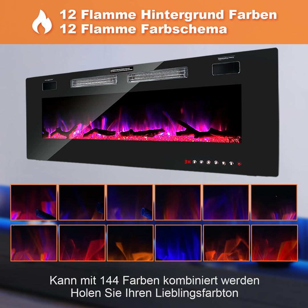 Sonnewelt Elektrokamin Wandkamin Einstellbarer Thermostat 750w/1500w