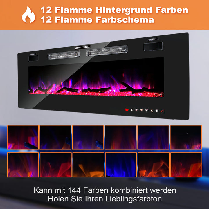Sonnewelt Elektrokamin Wandkamin Einstellbarer Thermostat 750w/1500w