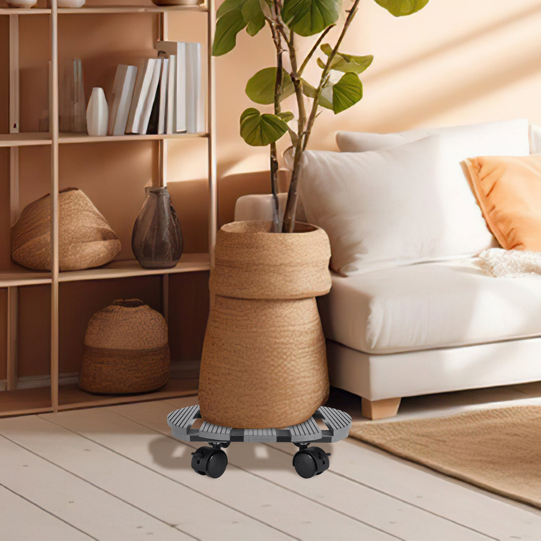 Sonnewelt WPC Plant Trolley Round with Wheels Load Capacity 80 kg