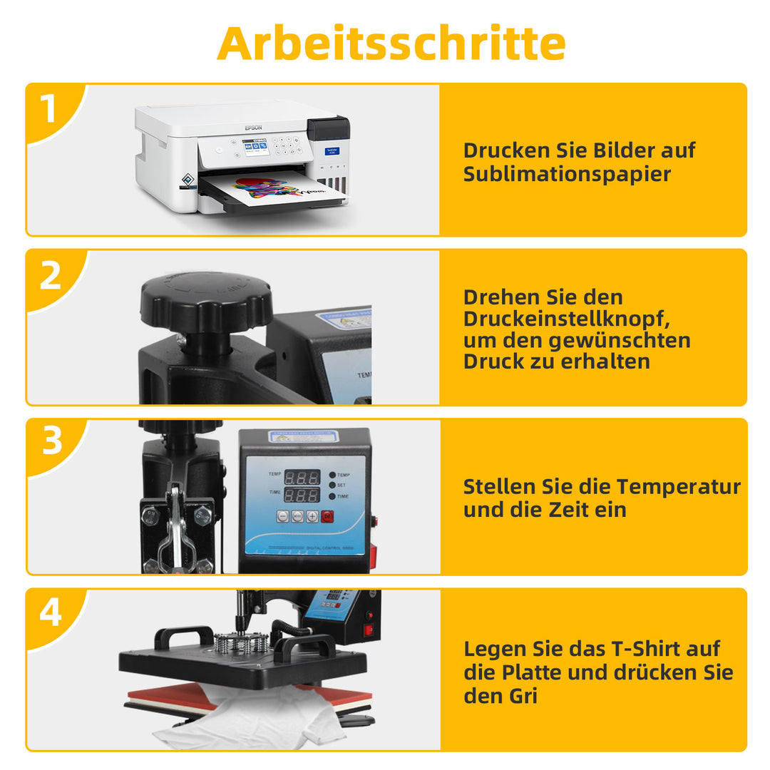 Sonnewelt Transferpresse Hitzepresse 8 IN 1 1250W