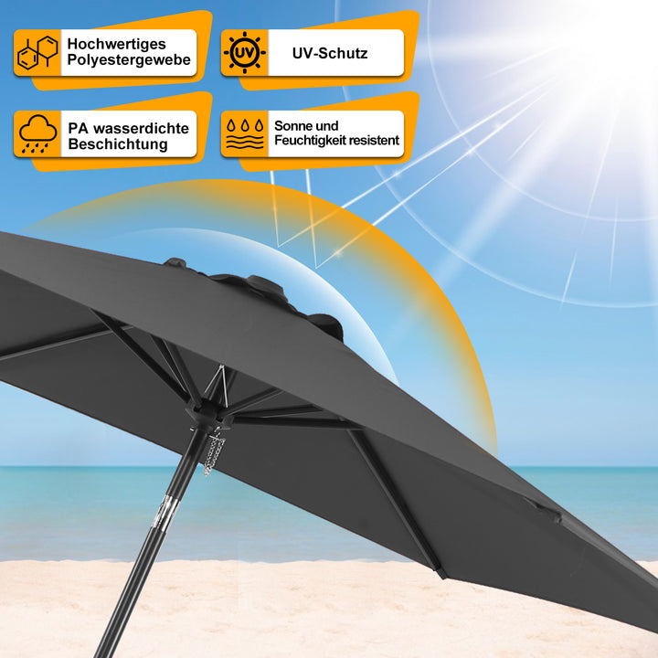 Sonnewelt Sonnenschirm 2.7m Winkelverstellbar mit/ohne LED