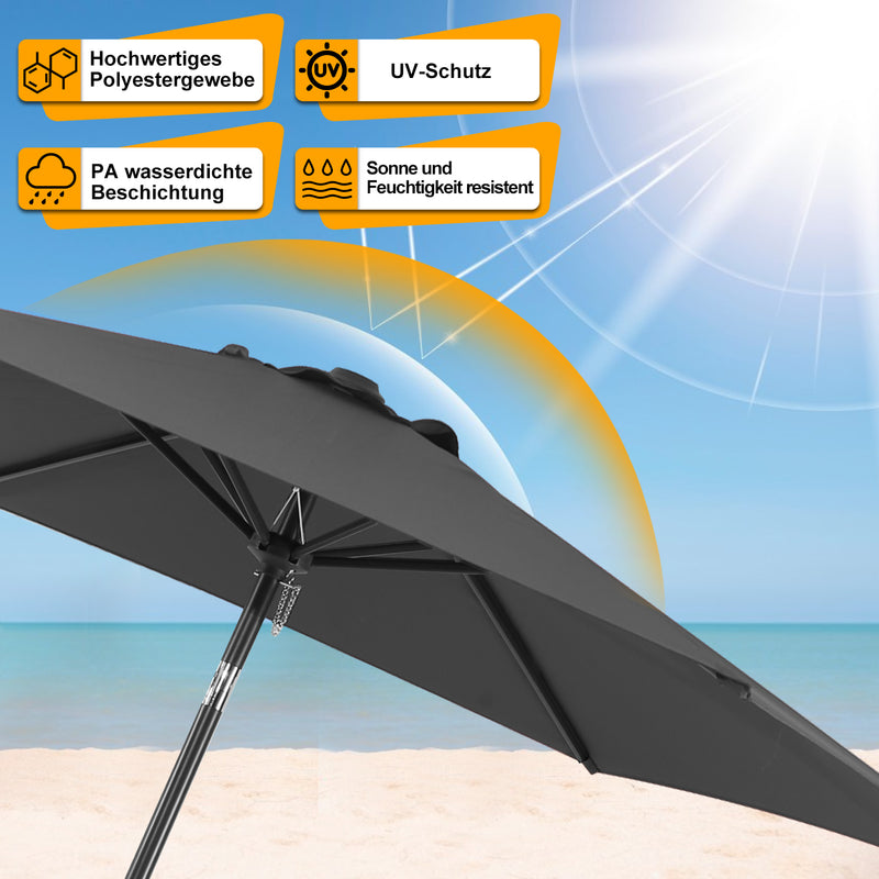 Sonnewelt Sonnenschirm 2.7m Winkelverstellbar mit/ohne LED