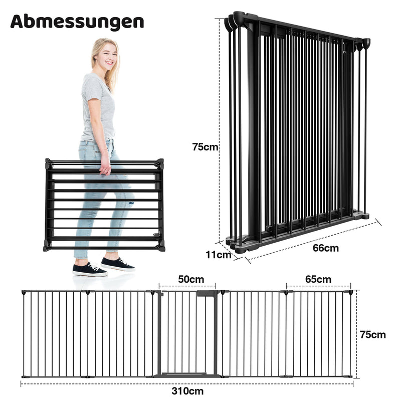 Sonnewelt Kaminschutzgitter mit Tür 310cm Metall Ofenschutzgitter