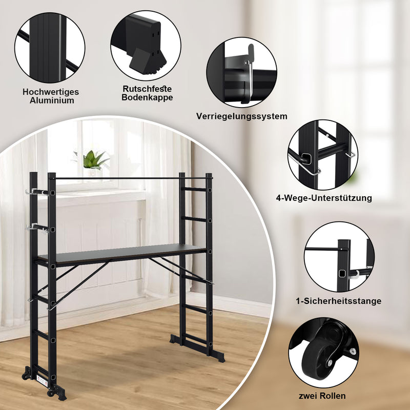 Sonnewelt Gerüst 4 in 1  Alu Multifunktionsleiter 6+6 Stufen