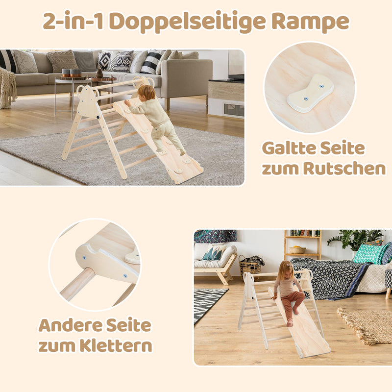 Sonnewelt Klettergerüst Indoor 3-in-1  mit Bogen/Rutsche/Dreieck