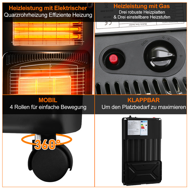 Sonnewelt Gasheizer 4200W und 1260W Elektrische Gasheizgerät mit Druckminderer