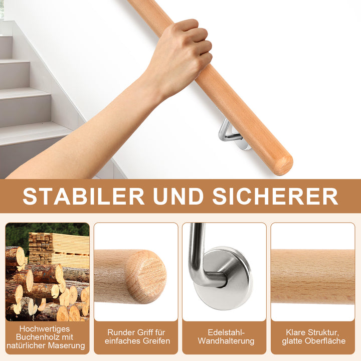 Sonnewelt Handlauf Buche Holz Wandhandlauf 50- 200cm