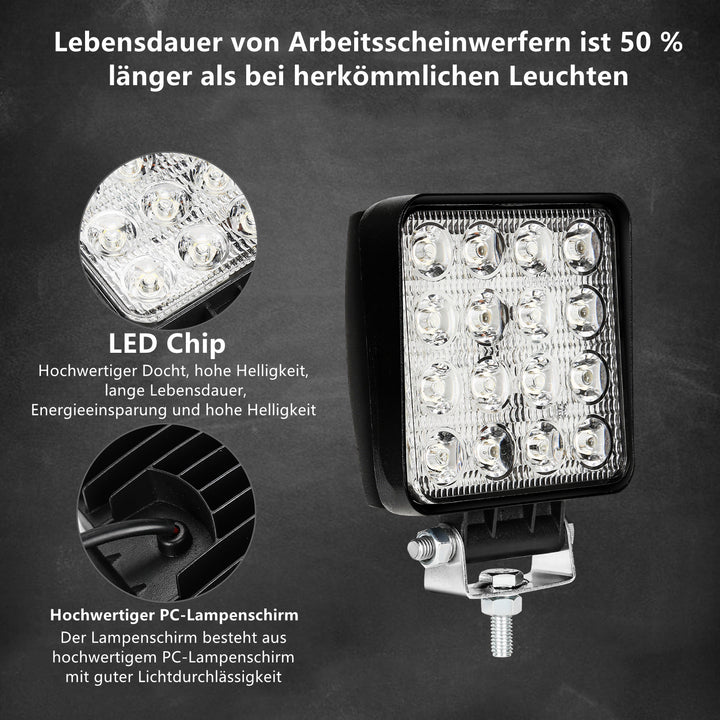 Sonnewelt LED Arbeitsscheinwerfer 48W IP67 6500K