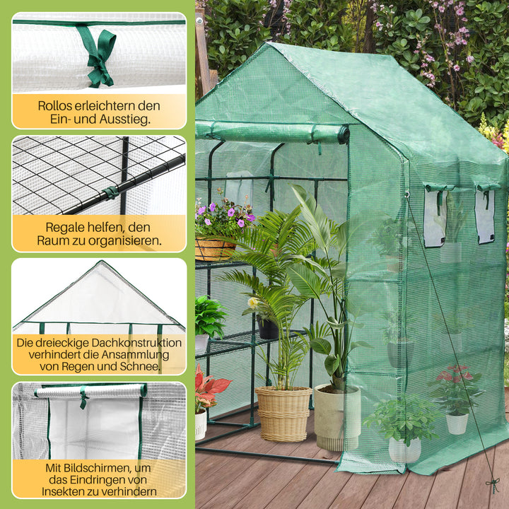 Sonnewelt foil greenhouse greenhouse with shelves