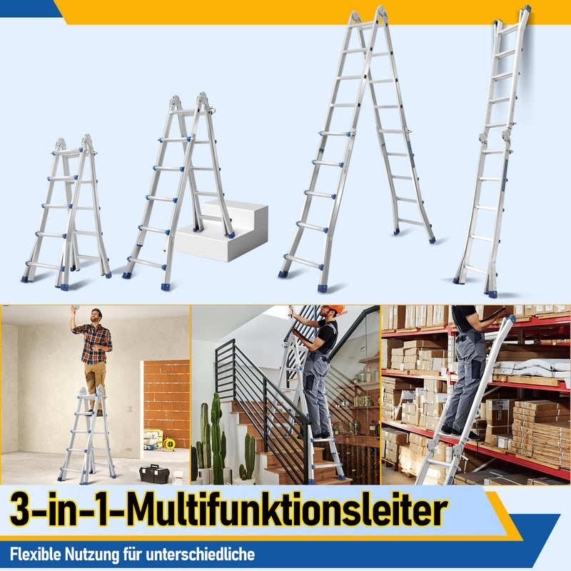 Sonnewelt Teleskopleiter Multifunktionsleiter 3 in 1 Aluleiter