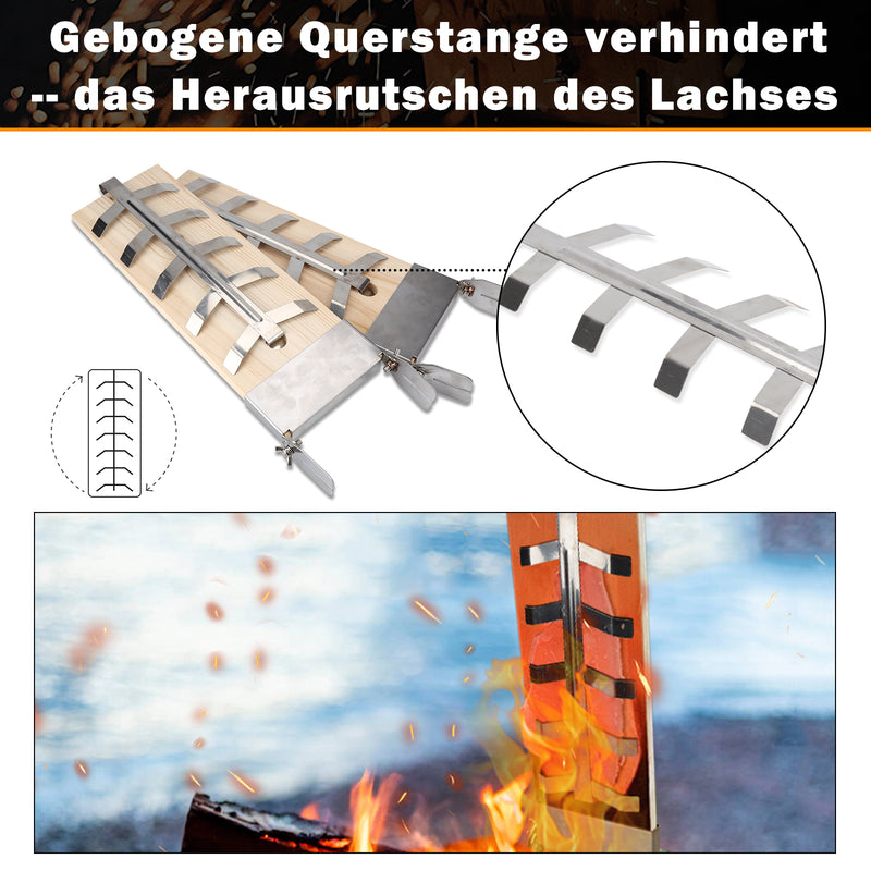 Sonnewelt Flammlachsbrett Lachsbrett 2er Set für Feuerschalen