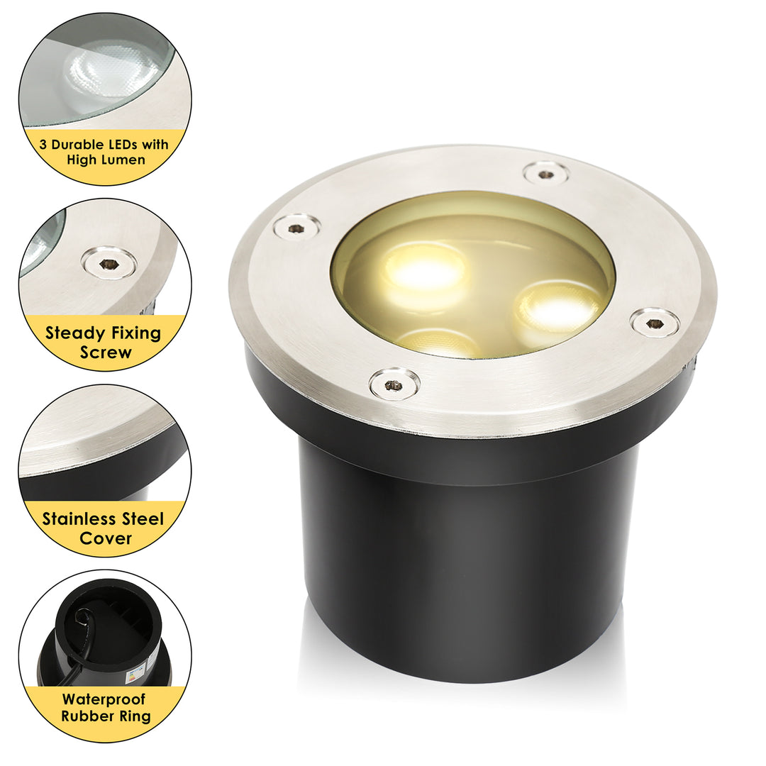 Sonnewelt Bodeneinbaustrahler Aussen Led 3W Warmweiß