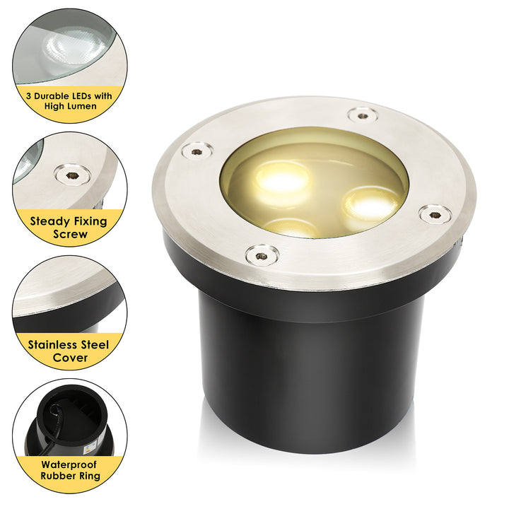 Sonnewelt Bodeneinbaustrahler Aussen Led 3W Warmweiß