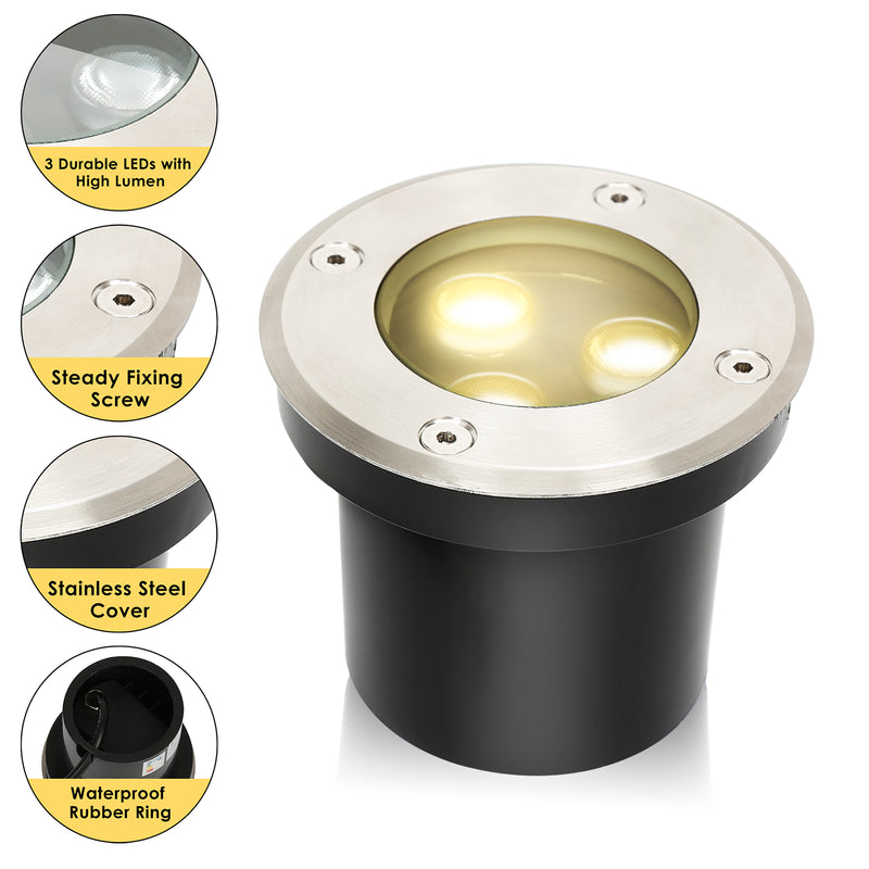 Sonnewelt Bodeneinbaustrahler Aussen Led 3W Warmweiß