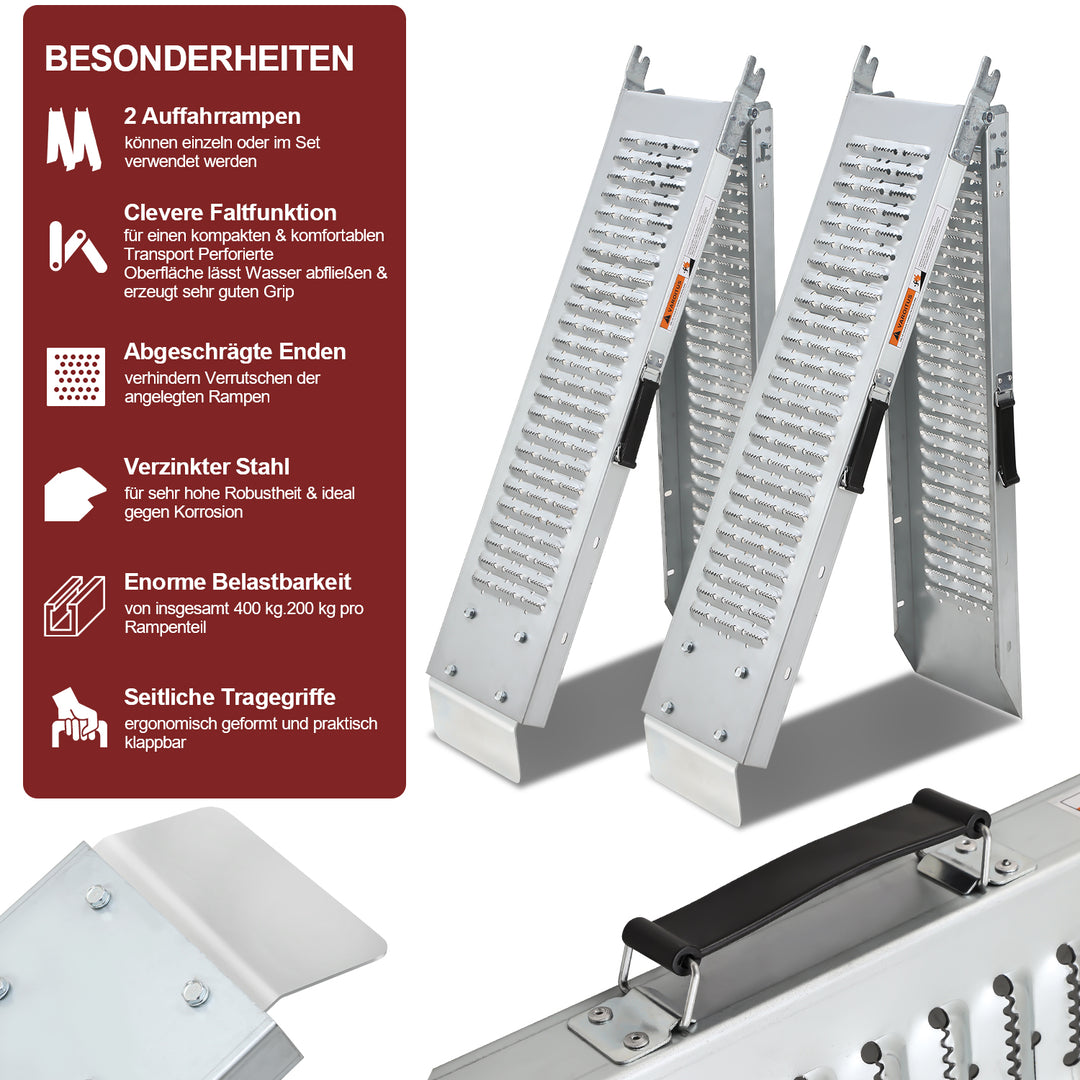Sonnewelt 2X Auffahrrampen Laderampen Faltbare PKW Belastung 400 kg