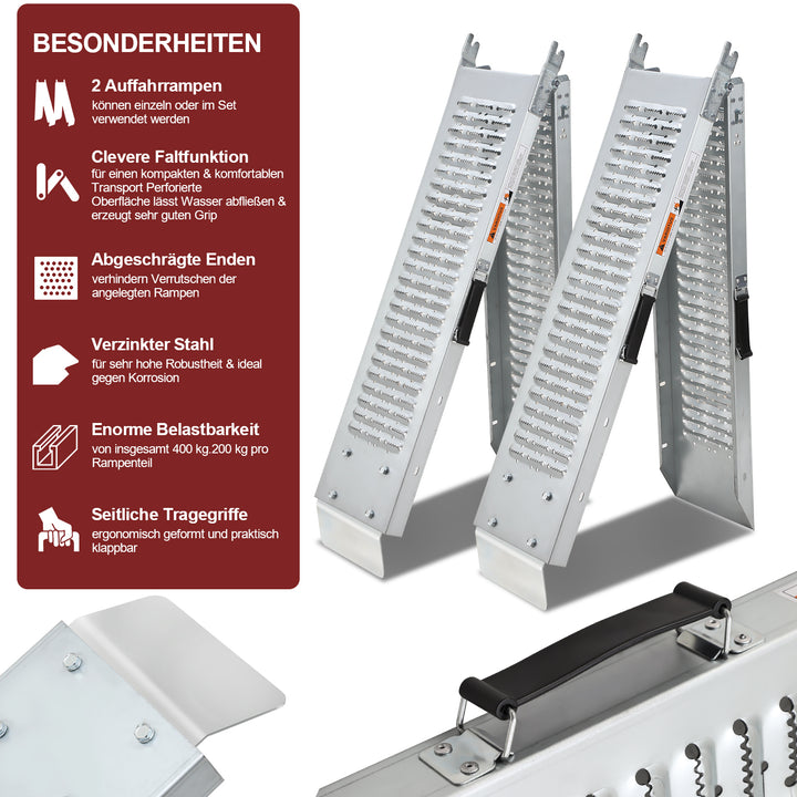 Sonnewelt 2X Auffahrrampen Laderampen Faltbare PKW Belastung 400 kg