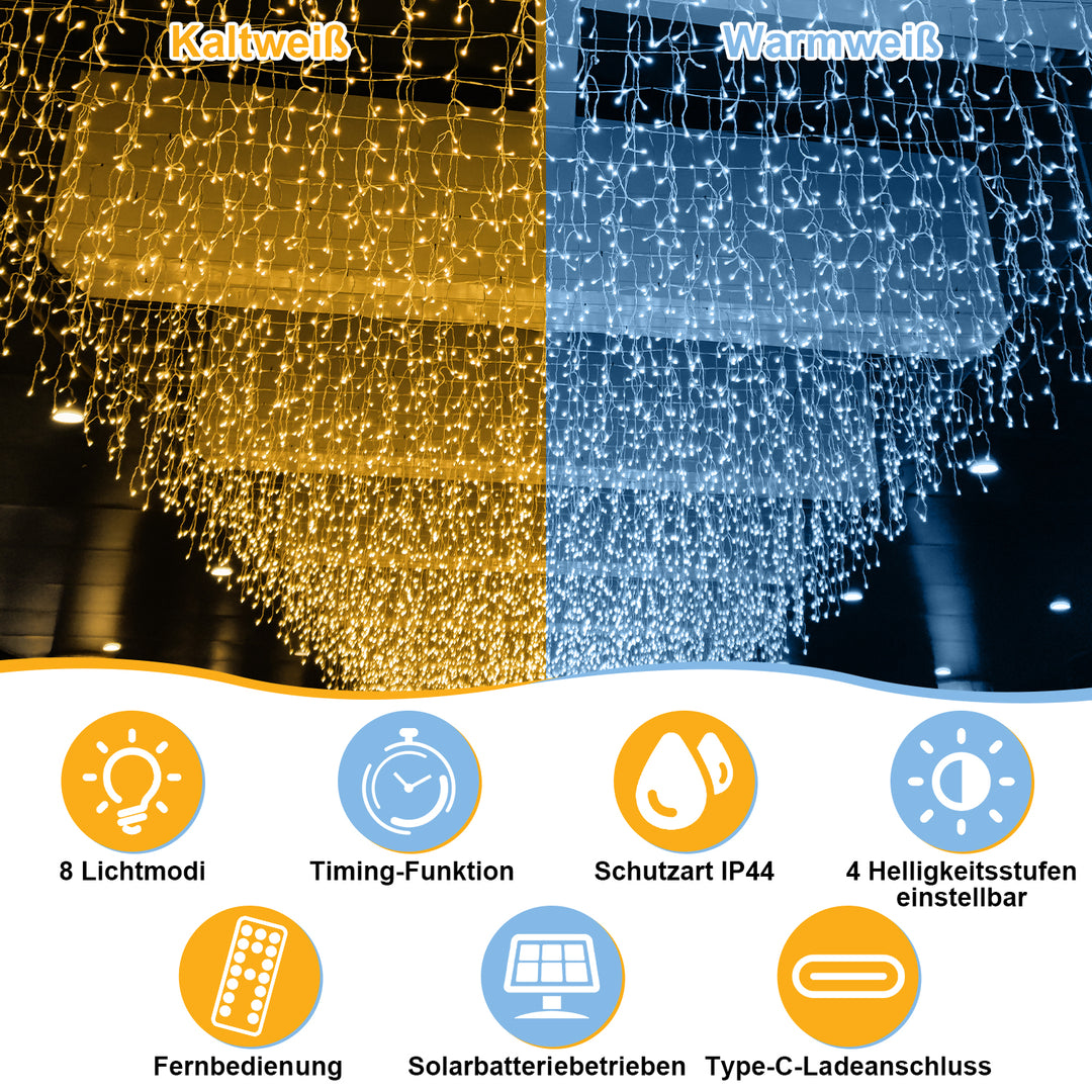 Sonnewelt Solar Icicle String Lights with Remote Control 5m-15m