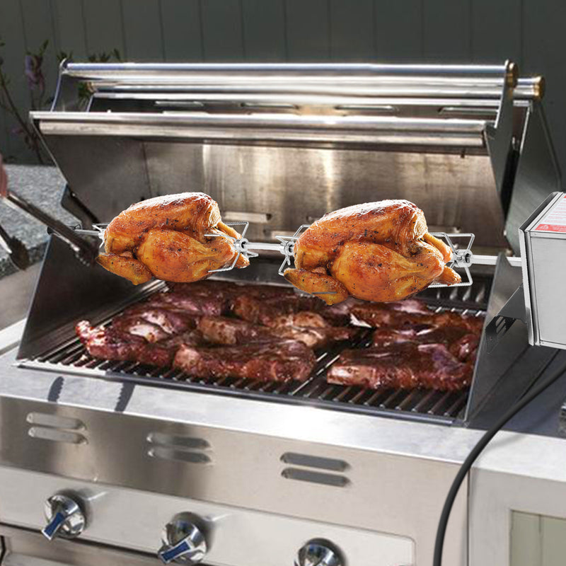 Sonnewelt BBQ Grillspieß Edelstahl Motor 4x Fleischnadel