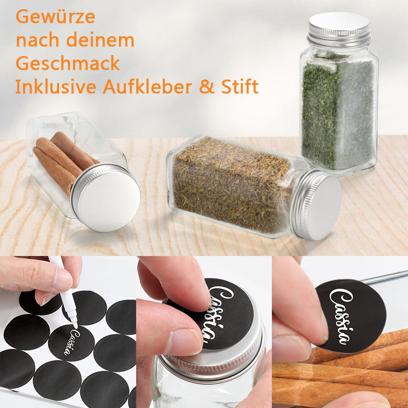 Sonnewelt Drehdeckel Gewürzflasche Gewürzkörnerbehälter 12 Stück