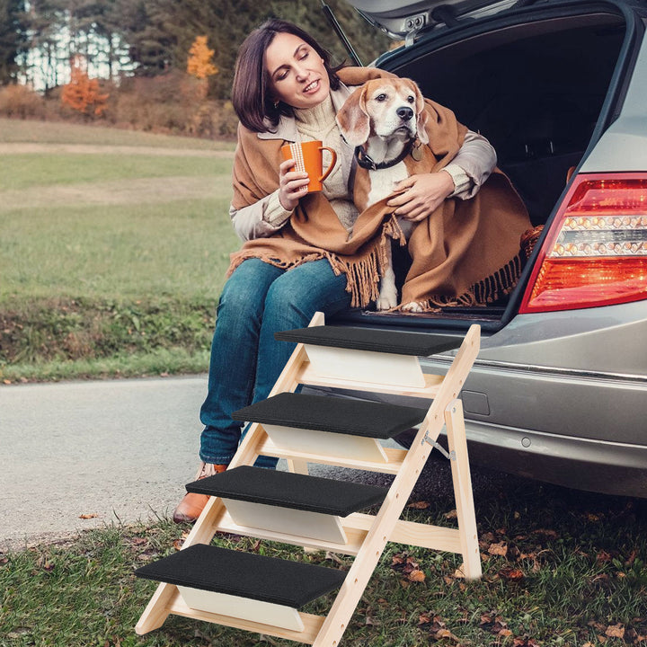 Sonnewelt Hundetreppe 2 in 1 Hunderampe Klappbare 4-Stufig Belastung 80kg