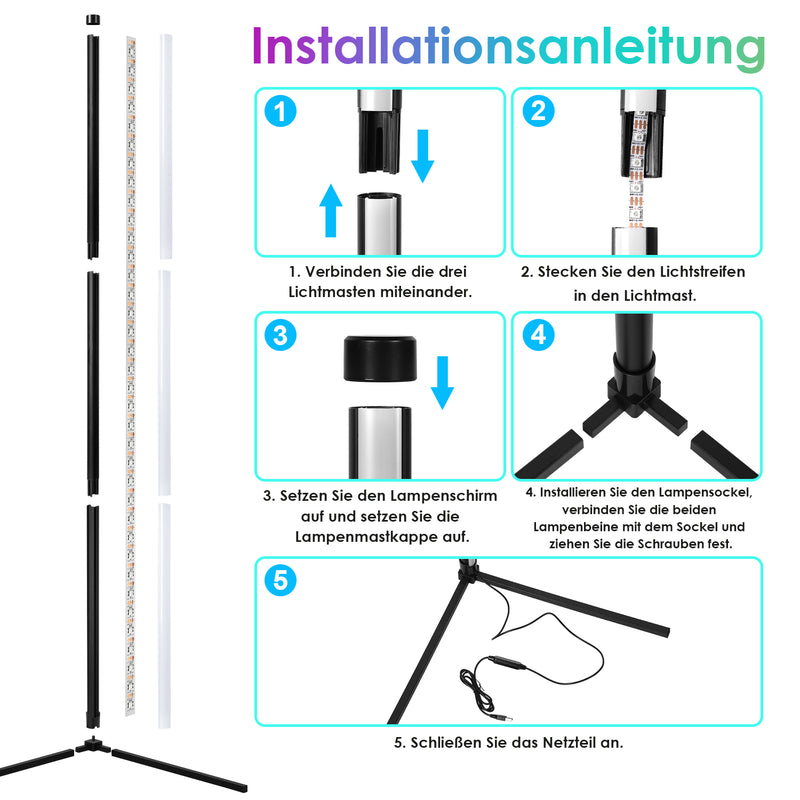 Sonnewelt Stehleuchte LED RGB Stehlampe Dimmbar 7W
